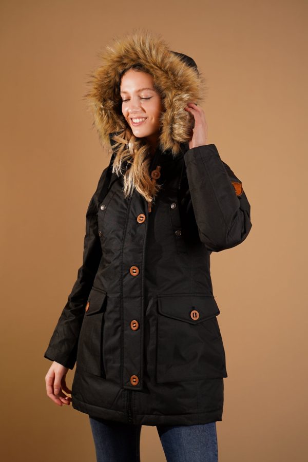 Everly Black Parka Cheap