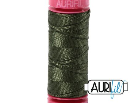 Aurifil 12wt Cotton Thread - 54 yards - 5012 Dark Army Green For Discount