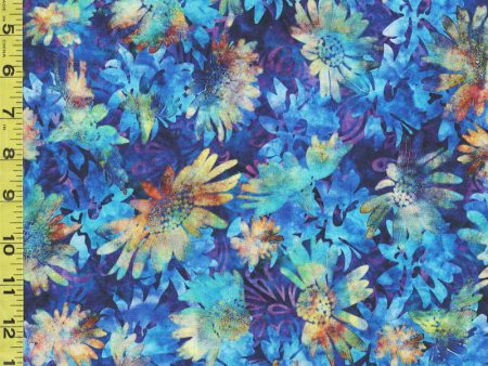 *Tropical - Valencia - Compact Floral - 29034-B - Blue - Last 1 1 4 Yards For Cheap