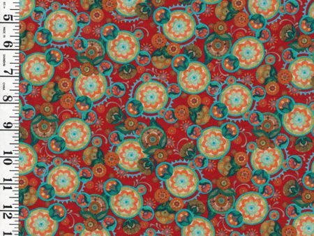 Tropical - Cockatoo Collection - Floral Medallions - 29080-R- Tomato - ON SALE - SAVE 30% - By the Yard For Discount