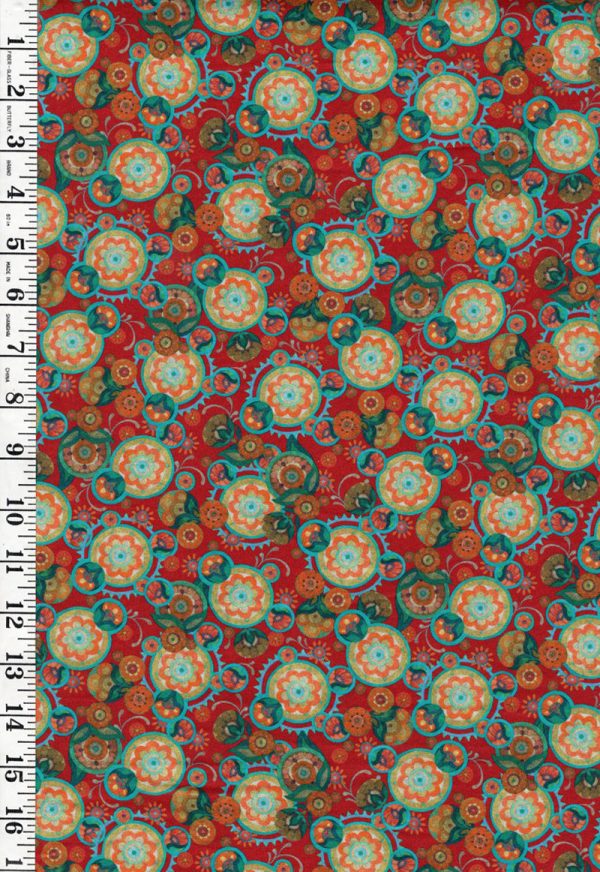 Tropical - Cockatoo Collection - Floral Medallions - 29080-R- Tomato - ON SALE - SAVE 30% - By the Yard For Discount