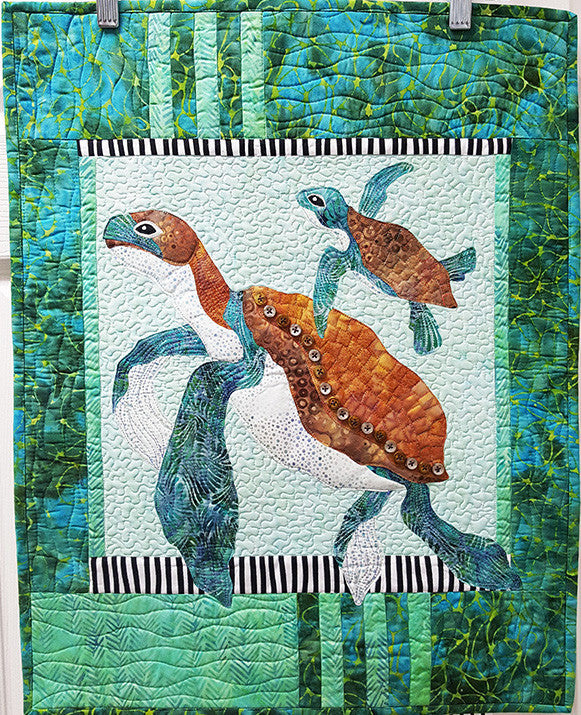 Quilt Pattern - Java House - Newly Hatched Turtle Quilt & Wall Hanging For Sale