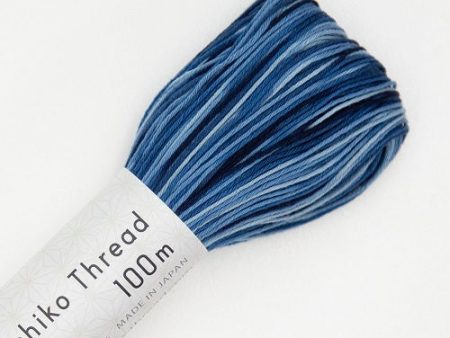 Sashiko Thread - Olympus - Large 100m Skeins - Short Pitch Variegated # 157 - Blues (Dark Navy, Blue, Indigo) on Sale