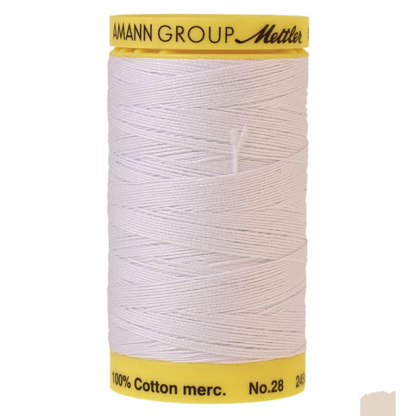 Mettler Cotton Sewing Thread - 28wt - Large Size - 275 yards - 2000 White Supply