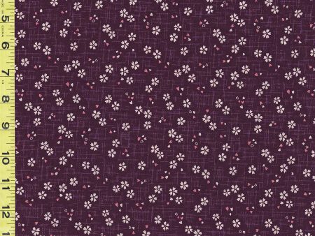 Japanese Sevenberry - Kasuri Collection - Tiny Floating Cherry Blossoms with Pink Petals - SB-88227D2-4 - Purple Online now