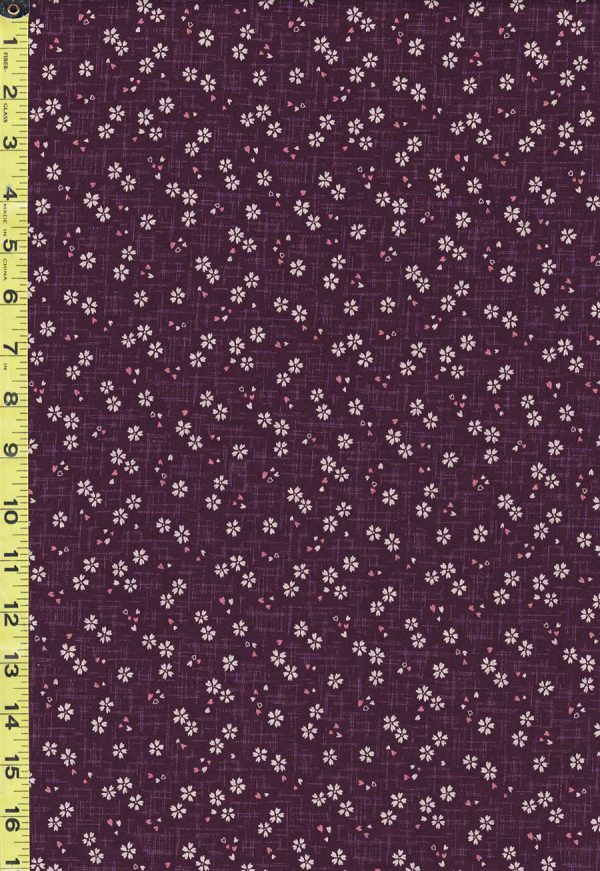 Japanese Sevenberry - Kasuri Collection - Tiny Floating Cherry Blossoms with Pink Petals - SB-88227D2-4 - Purple Online now