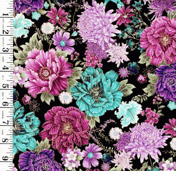 *Asian - SHIZUKA - Compact Floral Mums, Peonies & Blossoms - FLEUR-CM3163 - BLACK Supply