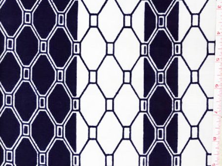 Yukata Fabric - 089 - Honeycomb Columns - Indigo & White Hot on Sale