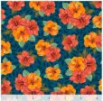 Tropical - Cockatoo Collection - Pretty Hibiscus Bouquets - 29079-Q - Navy - ON SALE - SAVE 30% - By the Yard Online