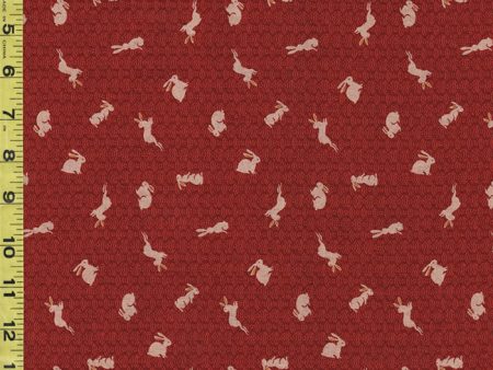 Japanese - Sevenberry Kasuri Collection - Tiny Bunnies & Waves - SB-88227D4-1 - Brick Red Hot on Sale