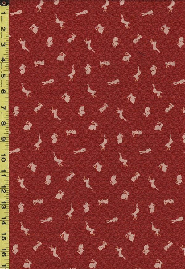 Japanese - Sevenberry Kasuri Collection - Tiny Bunnies & Waves - SB-88227D4-1 - Brick Red Hot on Sale