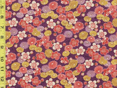 Japanese - Sevenberry Kiku - Kiku (Chrysanthemums) & Cherry Blossoms - SB-850399D1-4 - PURPLE - ON SALE - 20% OFF - BY THE YARD - Last 2 1 4 Yards For Discount