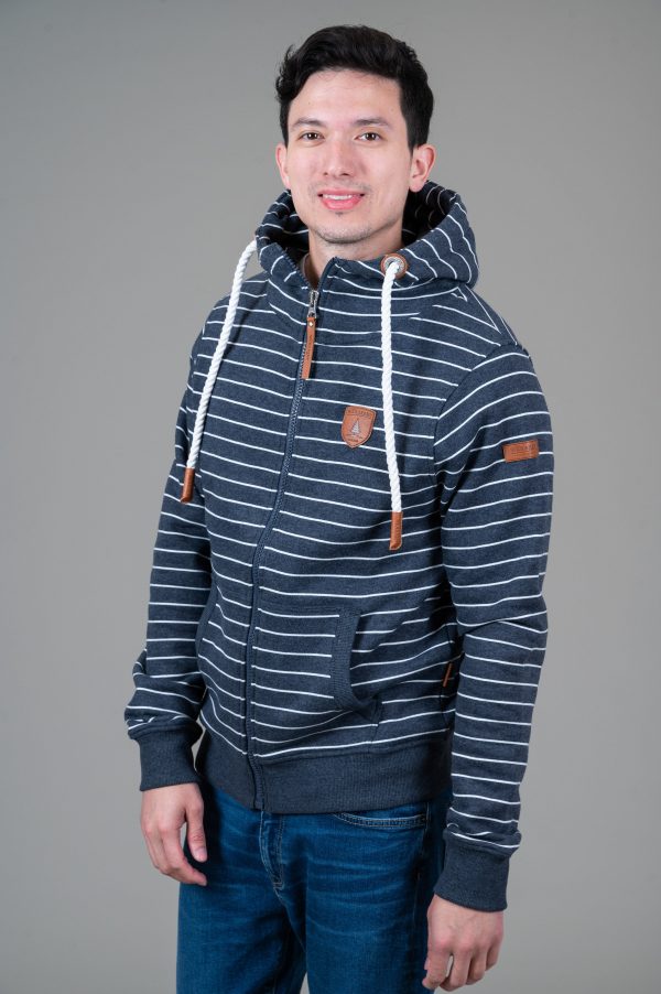 Zeus Navy Stripe Full-Zip Hoodie For Sale