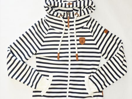 Hera Print Navy Ivory Stripe Full-Zip Hoodie For Discount