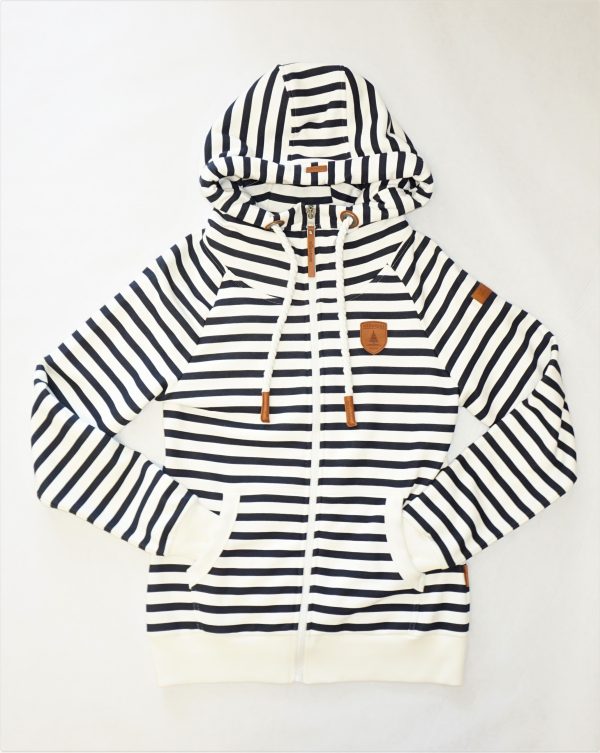 Hera Print Navy Ivory Stripe Full-Zip Hoodie For Discount