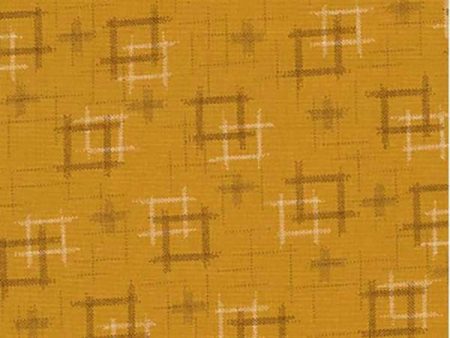 Japanese - Sevenberry Kasuri Collection - Floating Squares & Crosses - SB-88229D1-2 - Dark Gold (Mustard) For Cheap