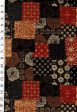 *Japanese - Sevenberry Nara Homespun - Floral Patchwork Collage with Gold Metallic - SB-88501-1-6 - Brown - Last 2 3 4 Yards Hot on Sale