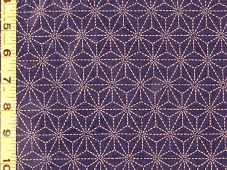 Japanese - Sevenberry Kasuri Collection - Asanoha with Sashiko-Like Stitches (2 ) - SB-88220D3-3 - Indigo Online Sale