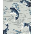 Japanese - KOKKA Todoroki Koi & Cherry Blossoms - Dobby Weave - YGA-49110-1B - Gray For Cheap