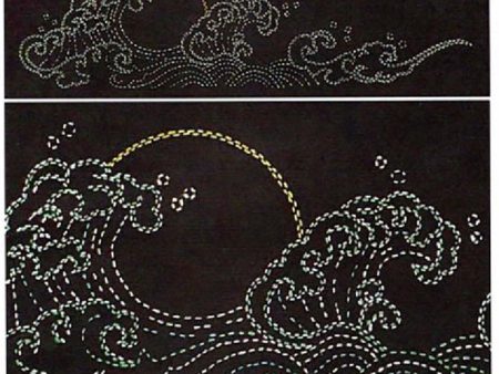 Sashiko - Pre-printed Panel - Sashiko Scenes Border - Wave Border - Bottom For Cheap