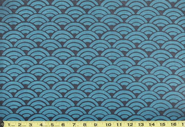 Japanese - Sevenberry Seigaiha Waves - Haori Shantung Dobby Weave - 850108-D2-5-Teal & Indigo - Last 1 1 4 yards Cheap