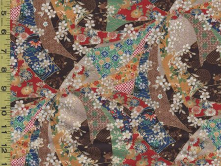 *Japanese - Colorful Noshi Ribbons & Tiny Cherry Blossoms - TAK - TM-7704-D - Brown Online